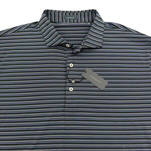 Turtleson Polo Shirt Mens XL Black Rory Stripe Performance Golf Short Sleeve NWT